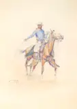 Cowboy/Roper on a Horse [or] A California Roper by Charles Marion Russell, 1919, watercolor on paper, sold Jul 2014