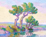 Willows and Cottonwoods by Birger Sandzén, 1933, oil on board, sold Jul 2014