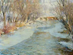 Richard Schmid, Ten Mile River in March, oil on canvas