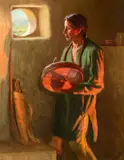 Joseph Henry Sharp, At a Pueblo Window, Taos, oil on canvas