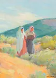 Joseph Henry Sharp, By the River, oil on canvas laid on board