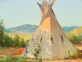 Joseph Henry Sharp, Cheyenne Tepee, oil on canvas