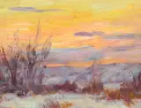 Joseph Henry Sharp, Crow Country Sunset, circa 1910, oil on board