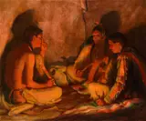 Joseph Henry Sharp, The Council Fire, oil on canvas