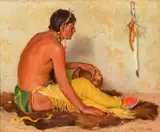 Joseph Henry Sharp, The Medicine Necklace, oil on canvas