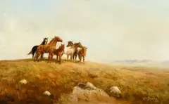 William Standing, Horses on a Hill, 1932, oil on canvas