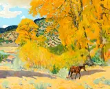 Walter Ufer, Autumn in Taos Canyon, oil on canvas