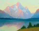 Charles Partridge Adams, Sunrise on Mt. Moran from Jackson Lake on the Yellowstone
