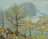 Belmore Browne, Golden Larches, oil on canvas