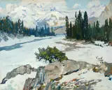 Belmore Browne, Fair Holme Range, Bow River, oil on canvas