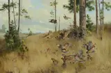 George Browne, Under the Pines – Quail, oil on canvas