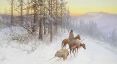 Victor Casnelli, The Hunter Returns, gouache on paper