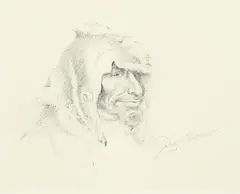 John Clymer, Trapper Study, pen & ink on paper