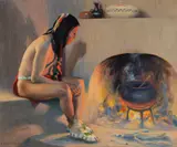 E. Irving Couse, A Pueblo Fireplace