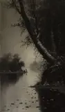 A. D. M. Cooper, River Scene, oil on canvas