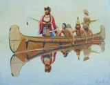 The Fur Traders by Gerard Curtis Delano, Oil on canvas, sold Jul 2013