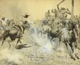 Maynard Dixon, Wild Range-Horses in the Corral, 1901, mixed media on paper