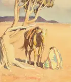Maynard Dixon, Seated Indian with Horse