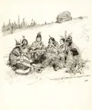 Henry Farny, After the Hunt, pen & ink on paper