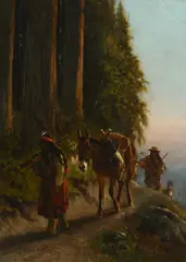 Indians on a Trail by William Hahn, 1880, oil on canvas, sold Jul 2013