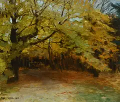 Peder Severin Kroyer, Autumn Forest at Skagen (Höstlandskap fi an Skagen), 1908, oil on canvas