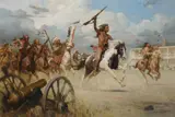 Z. S. Liang, The Charge of Crazy Horse on Fort Laramie, 1864, 2013, oil on canvas
