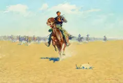 Frederic Remington, Cutting Out Pony Herds (A Stampede), 1908, oil on canvas