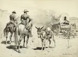 Frederic Remington, The Mexican Freight-Wagon, circa 1894, inkwash on paper