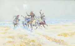 Charles Marion Russell, Cowboys on the Plains, 1920, watercolor and gouache on paper