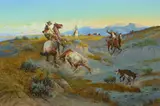 Olaf Carl Seltzer, Cowboys Roping a Calf, oil on canvas