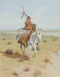 Indian Scout by Olaf Carl Seltzer, watercolor on paper, sold Jul 2013
