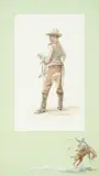 Olaf Carl Seltzer, Standing Cowboy with remarque, watercolor on paper