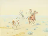 Olaf Carl Seltzer, Team Roping, watercolor on paper