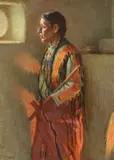 Joseph Henry Sharp, Firelight and Daylight, Taos, NM, 1936, oil on canvas
