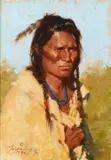 Crow Brave by Howard Terpning, 1996, oil on board, sold Jul 2013