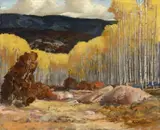 Carl von Hassler, Quaking Aspens in Autumn, oil on board
