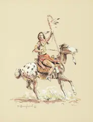 Olaf Wieghorst, The Challenge, gouache on paper