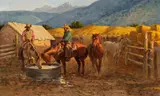 Joe Beeler, Starting the Day, Oil on board