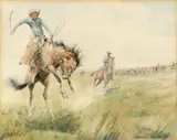 Breaking Him by Edward Borein, watercolor on paper, sold Jul 2012