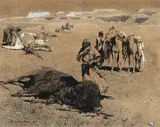 Edward Borein, After the Hunt, gouache and pen & ink on paper en grisaille