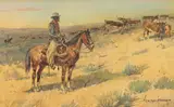 Edward Borein, Cattle Drive, watercolor on paper