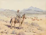 Checkin' the Herd by Edward Borein, watercolor on paper, sold Jul 2012