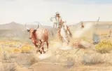End of the Chase by Edward Borein, watercolor & gouache on paper, sold Jul 2012