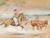Roping a Steer by Edward Borein, watercolor on paper, sold Jul 2012