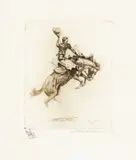 Edward Borein, Little Bucking Horse, etching on paper