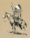 Edward Borein, Sioux Warrior, 1914, gouache on paper en grisaille