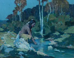 Moonlight by E. Irving Couse, oil on board, sold Jul 2012