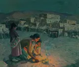 E. Irving Couse, Moonlight, Pueblo de Taos