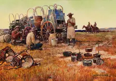 Nick Eggenhofer, Chuck Wagon, gouache on paper
