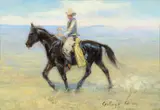 Elling William Gollings, Cowboy Riding the Range, 1916, oil on canvas laid on board